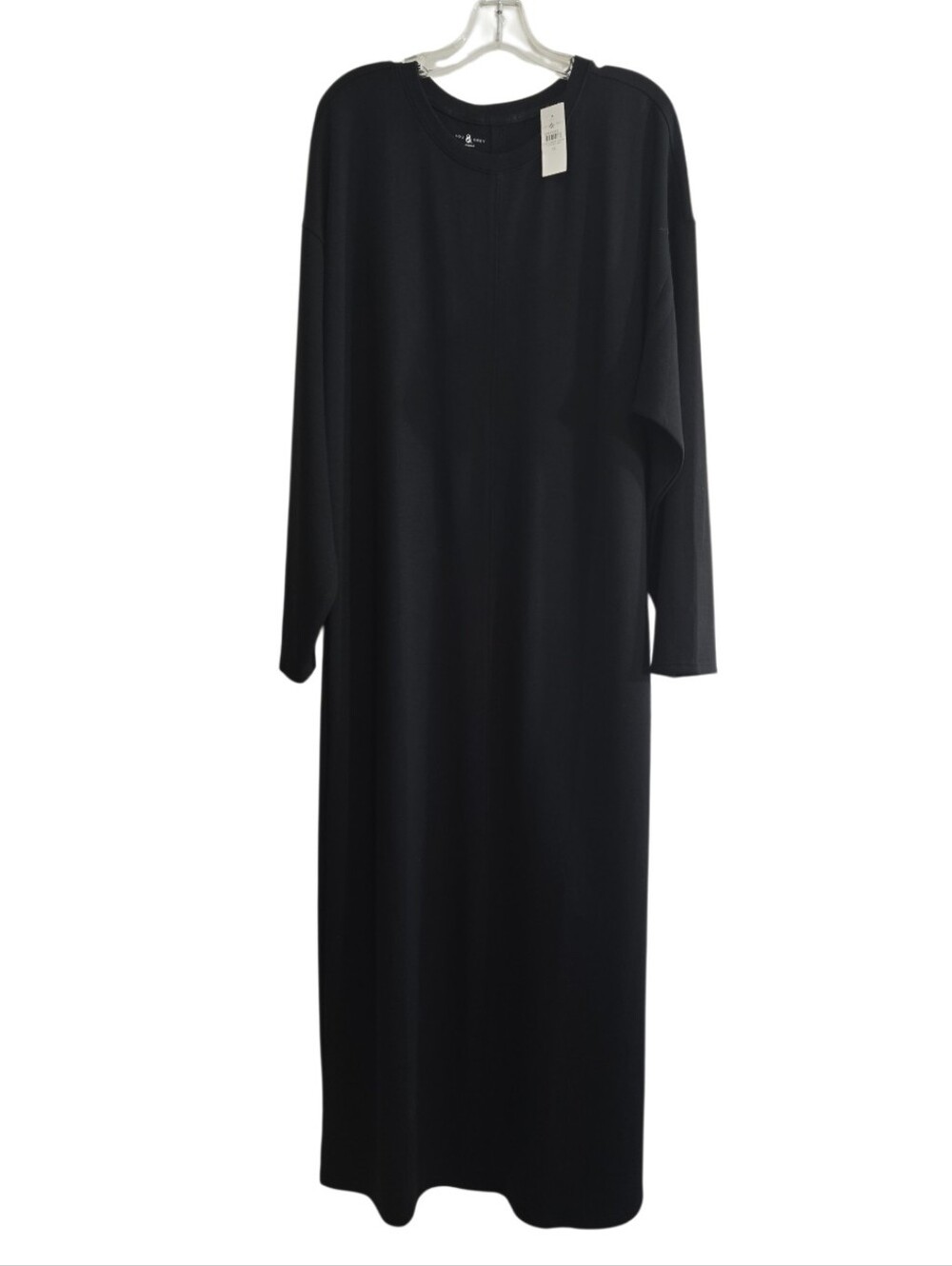 NWT Lou & Grey Scubasoft Long Sleeve Maxi Dress In Black XL Side Slit Hem Jersey